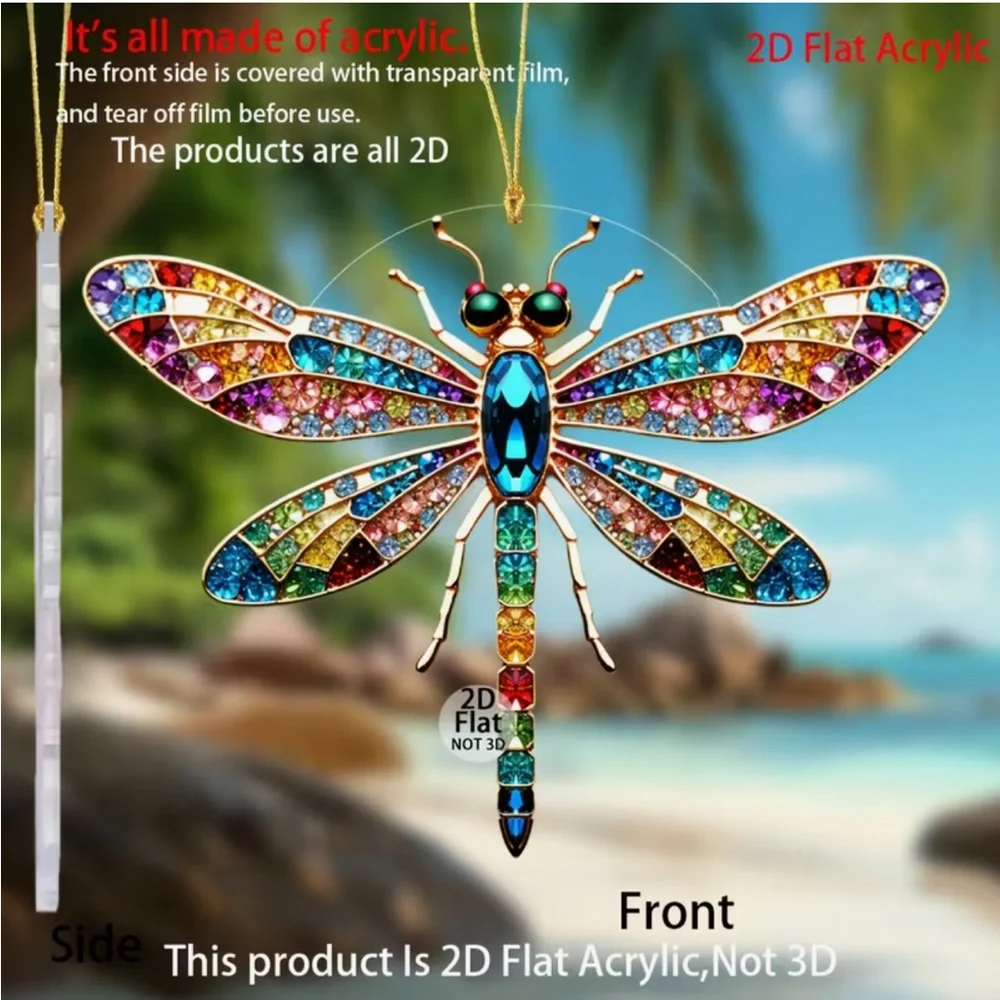Multicolor Dragonfly 2D Flat Acrylic Pendant DYI Jewelry Making / Arts & Crafts